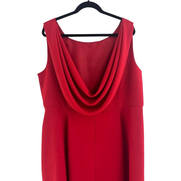 Red Draped Cowl Back Long Gown Maxi Dress Size 22W 3X Bridesmaid Holiday Party - Picture 5 of 8